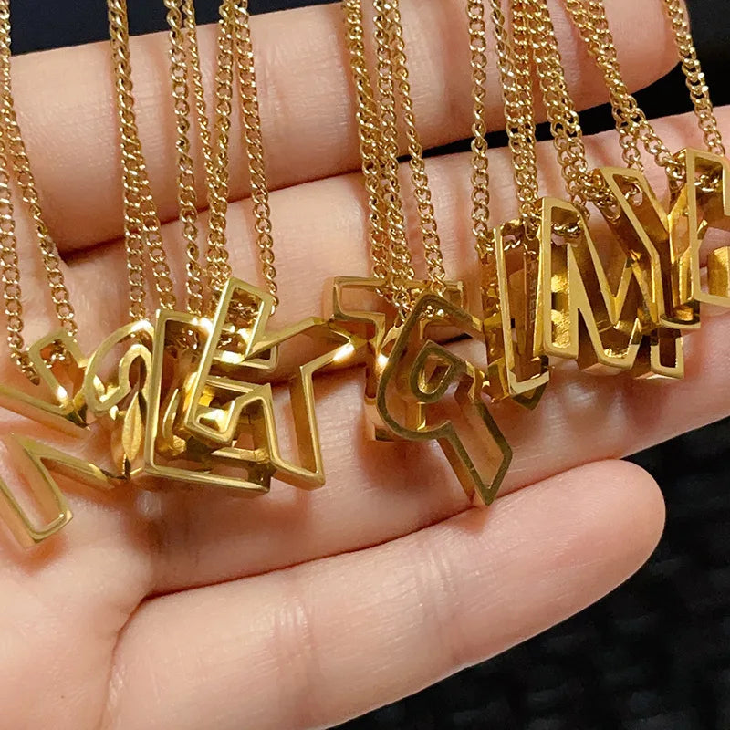 18K Gold Plated Initial Necklace with unique letters