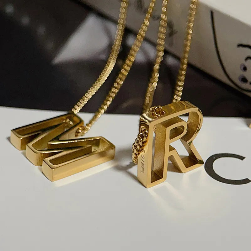 18K Gold Plated Initial Necklace with unique style letters