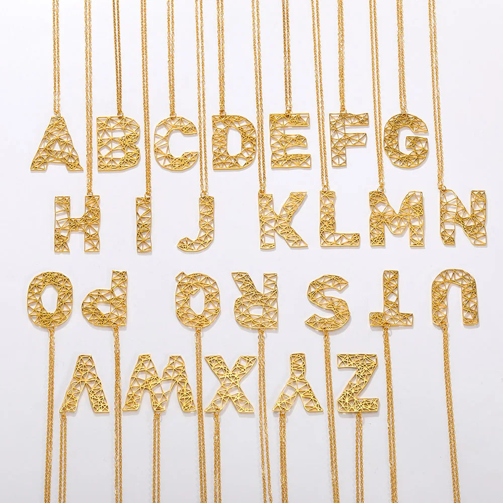 18K Gold Plated Abstract Design Initial Necklace