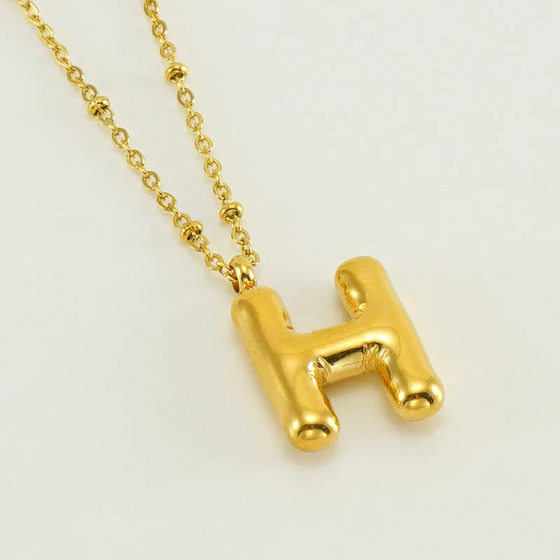 18K Gold Plated Lightweight Balloon Bubble Initial letter Special Necklace