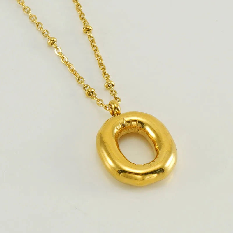 18K Gold Plated Lightweight Balloon Bubble Initial letter Necklace