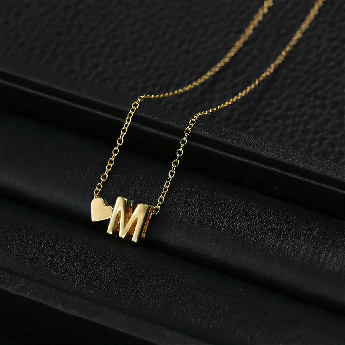 18K Gold Plated Fashionable Tiny Heart Dainty Initial Necklace