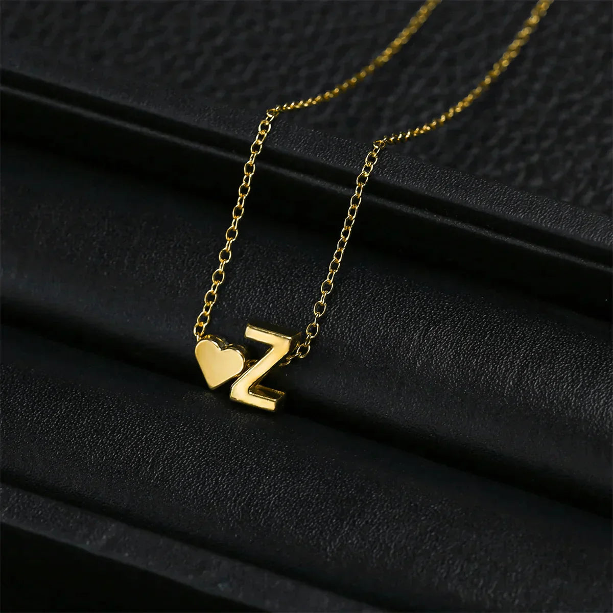 18K Gold Plated Fashionable Tiny Heart Dainty Initial Necklace