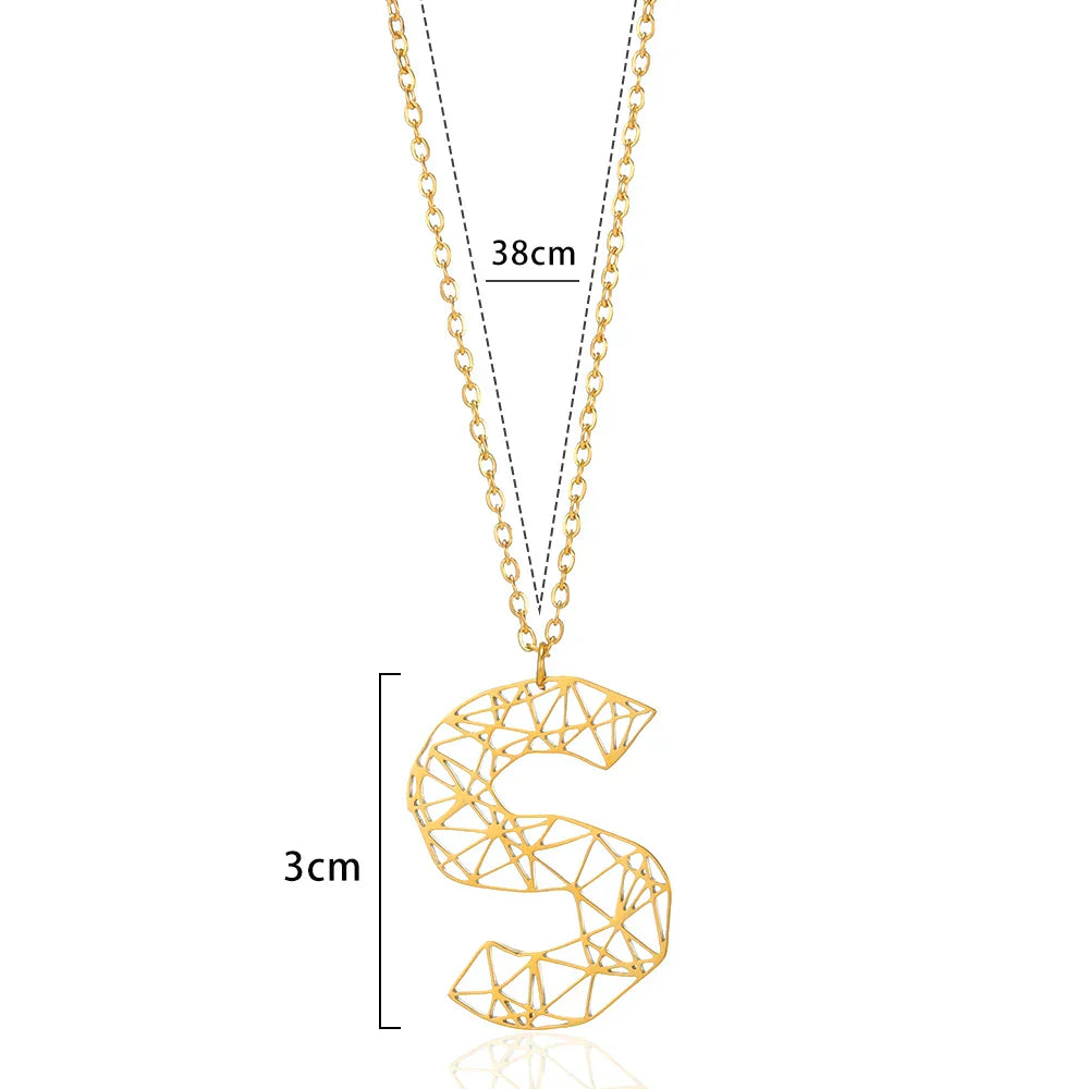 18K Gold Plated Abstract Design Initial Necklace