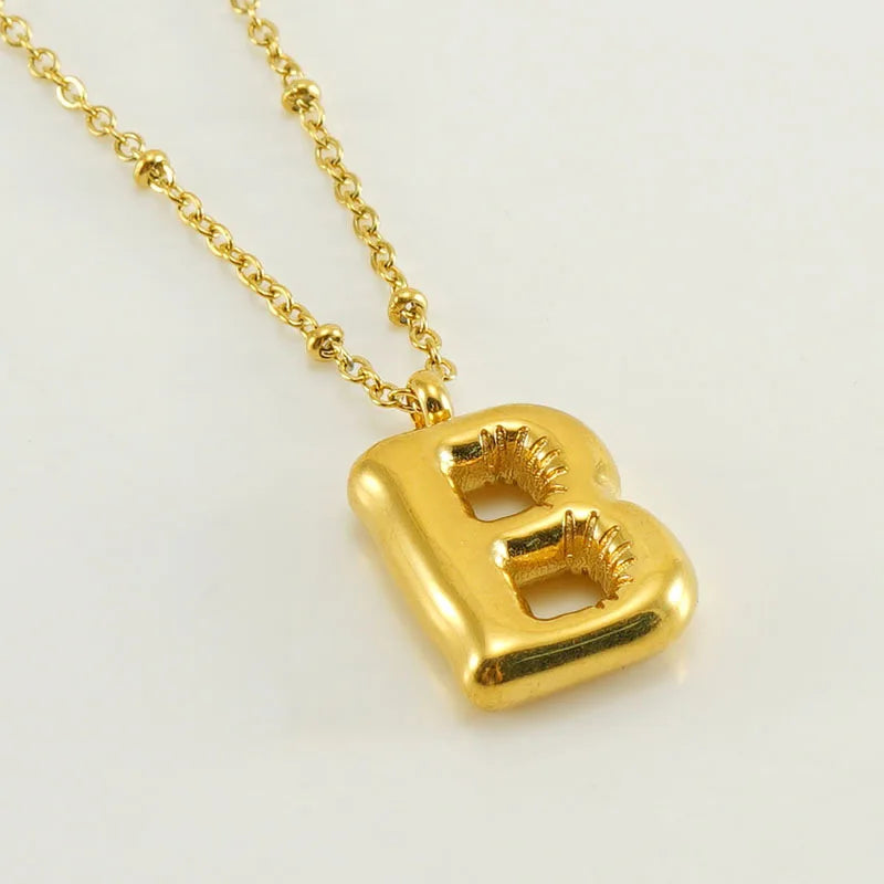 18K Gold Plated Lightweight Balloon Bubble Initial letter Special Necklace