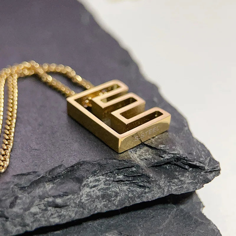 18K Gold Plated Initial Necklace with unique style letters