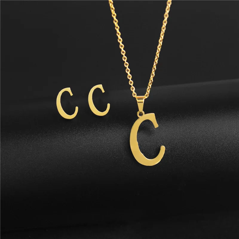 18K Gold Plated Classic Initial Letter Necklace