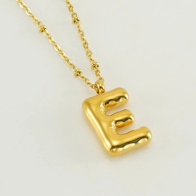 18K Gold Plated Lightweight Balloon Bubble Initial letter Necklace