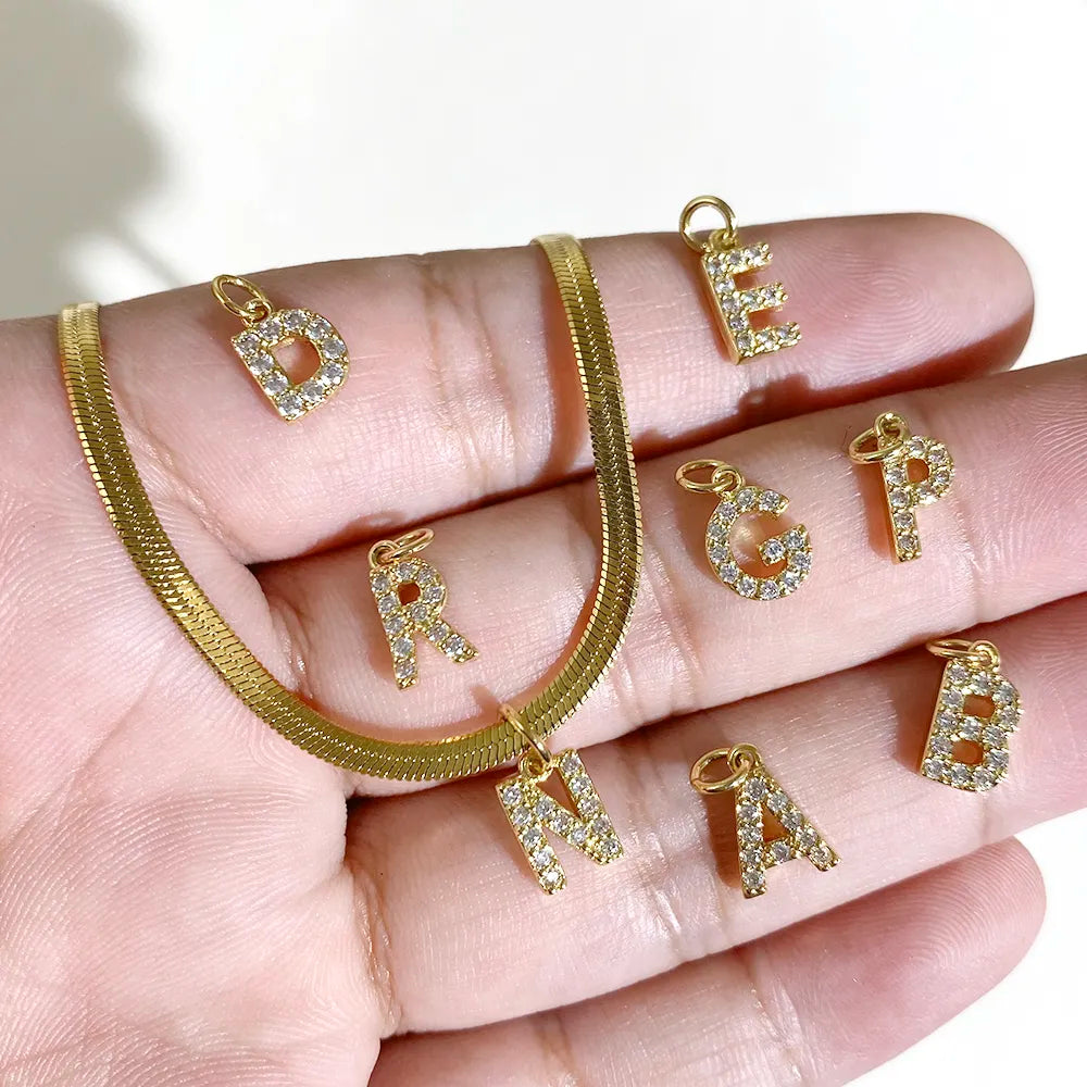 18K Gold Plated Tiny Shine Initials Necklace with FREE Snake Chain Included