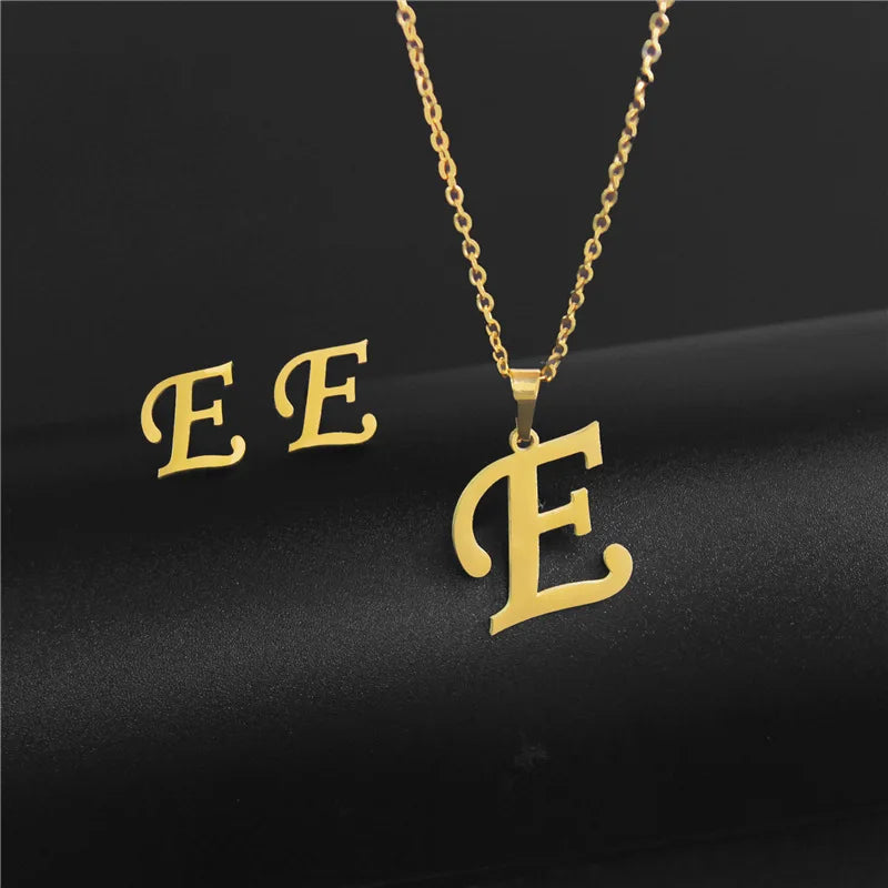 18K Gold Plated Classic Initial Letter Necklace