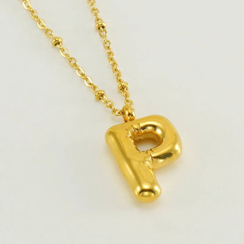 18K Gold Plated Lightweight Balloon Bubble Initial letter Necklace