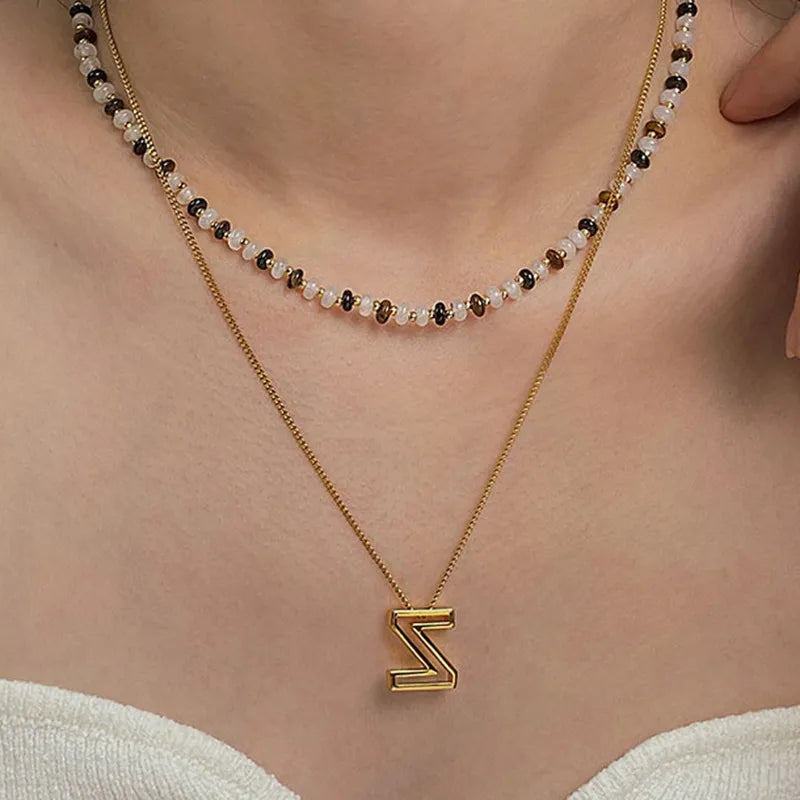 18K Gold Plated Initial Necklace with unique style letters