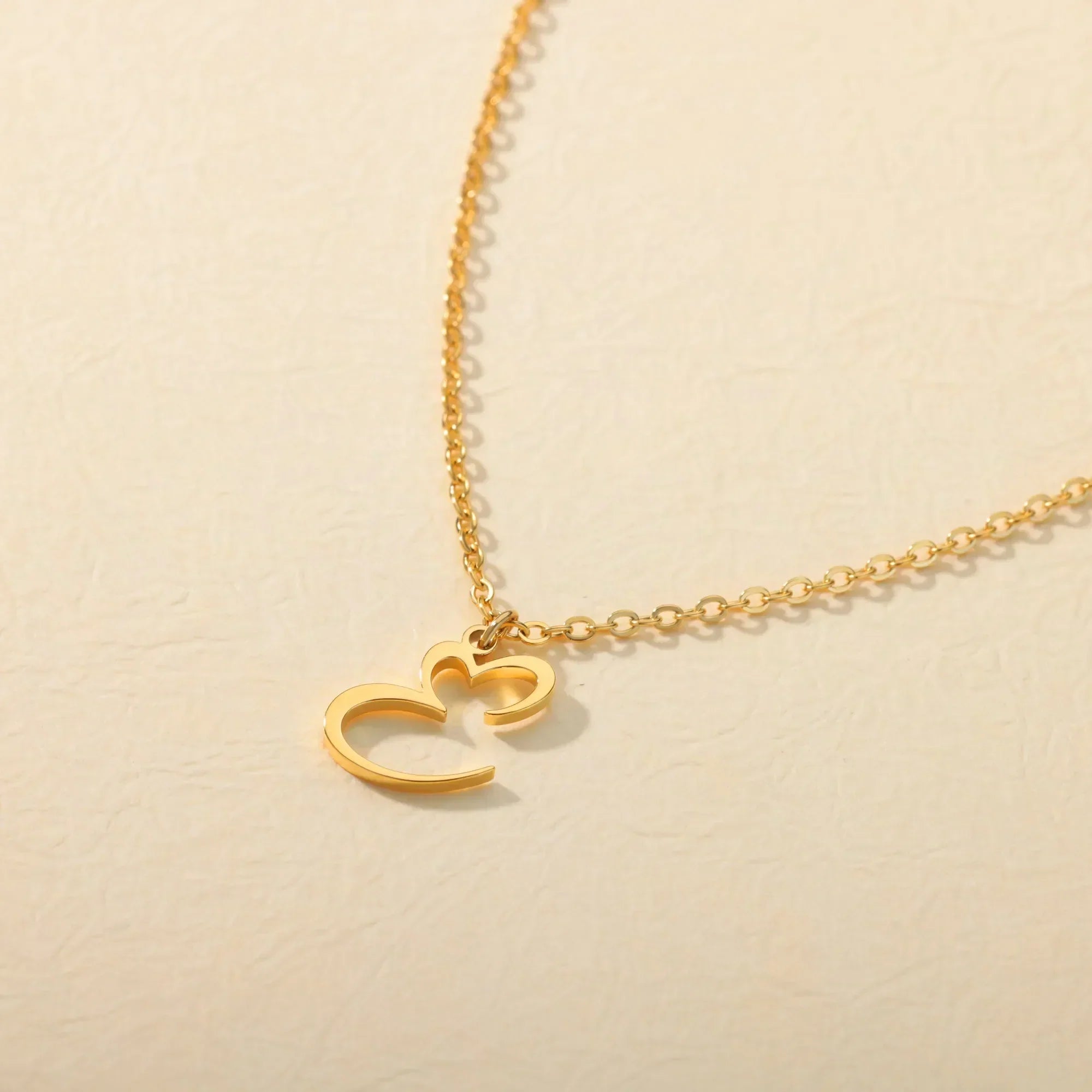 18K Gold Plated Pretty Heart Initial Letter Necklace