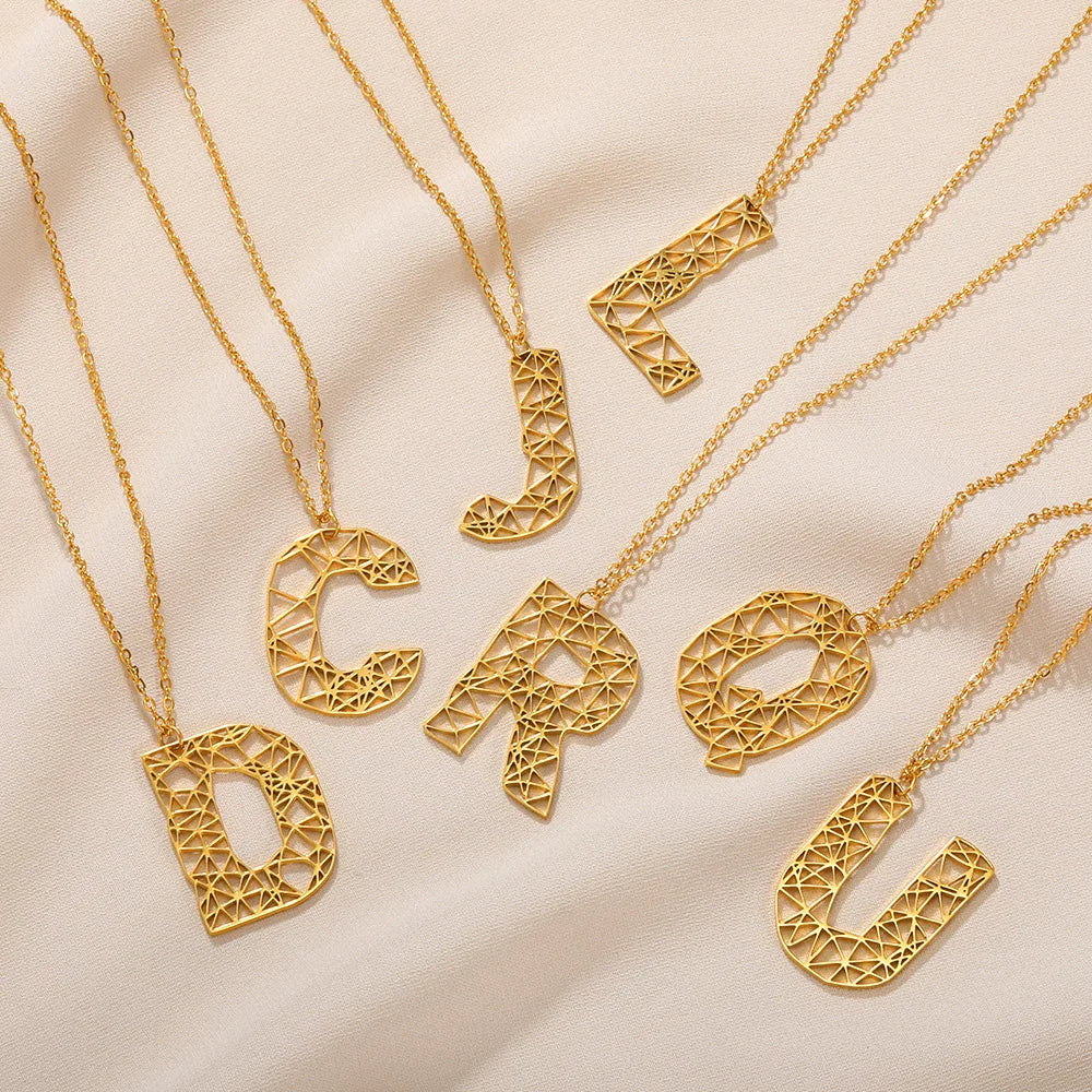 18K Gold Plated Abstract Design Initial Necklace