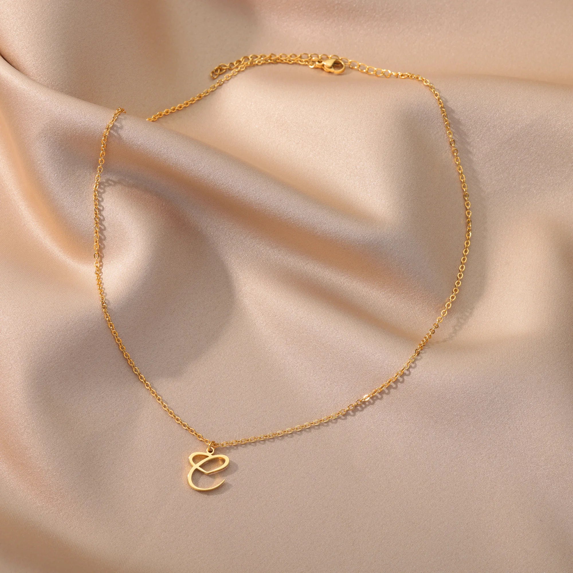 18K Gold Plated Heart Initial Letter Necklace