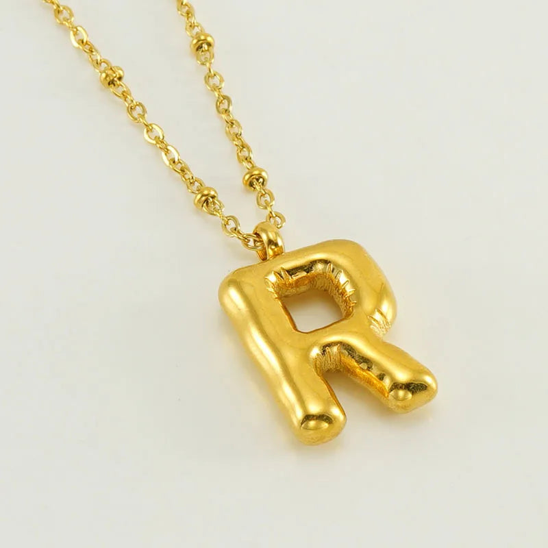 18K Gold Plated Lightweight Balloon Bubble Initial letter Original Necklace