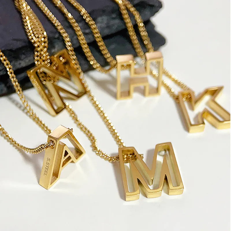 18K Gold Plated Initial Necklace with unique style letters