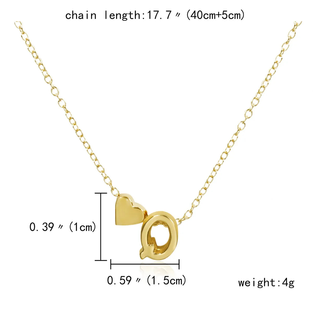 18K Gold Plated Fashionable Tiny Heart Dainty Initial Necklace