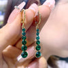 18K Gold Plated Long Shiny Emerald Earrings