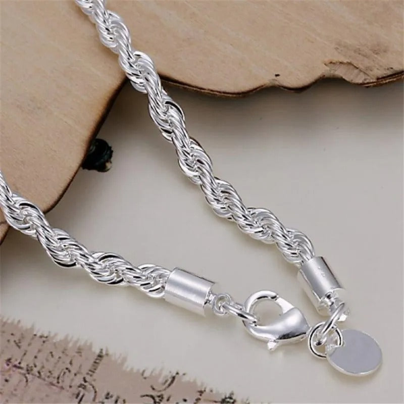 Braided rope bracelet in 925 Sterling Silver