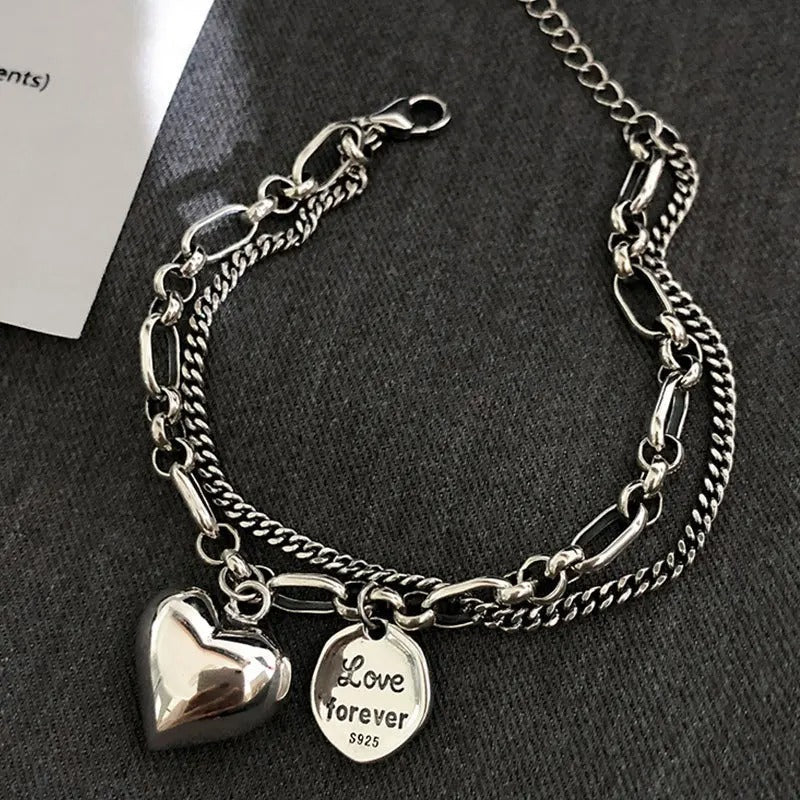 925 sterling silver bracelet Love forever + 2 Free Charms