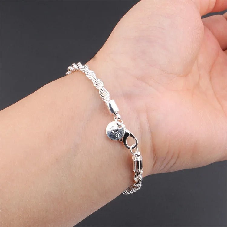 Braided rope bracelet in 925 Sterling Silver