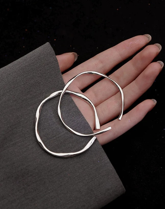 Thick bracelet made of 925 sterling silver irregular adjustable