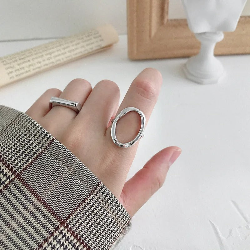 Adjustable Irregular Sphere Ring made of 925 Sterling Silver