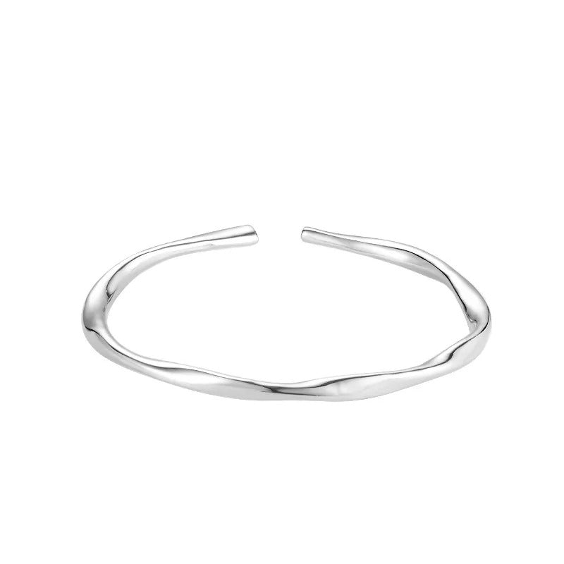 Thick bracelet made of 925 sterling silver irregular adjustable